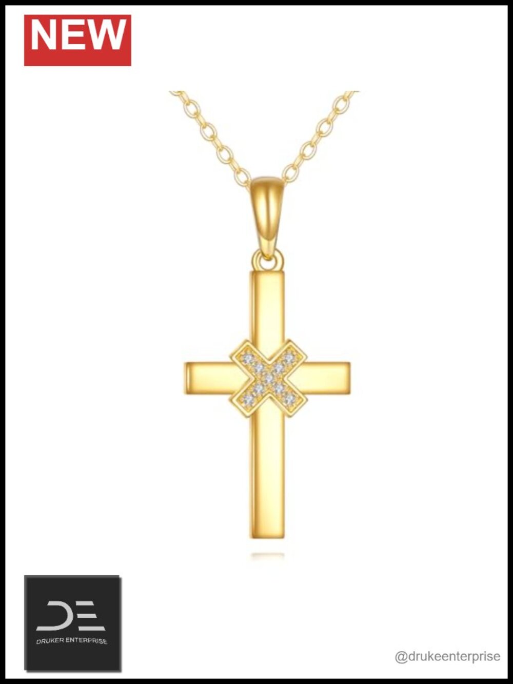 14k Solid Gold Cross Necklace Dainty Pendant 18in Women Fine Jewelry Gift